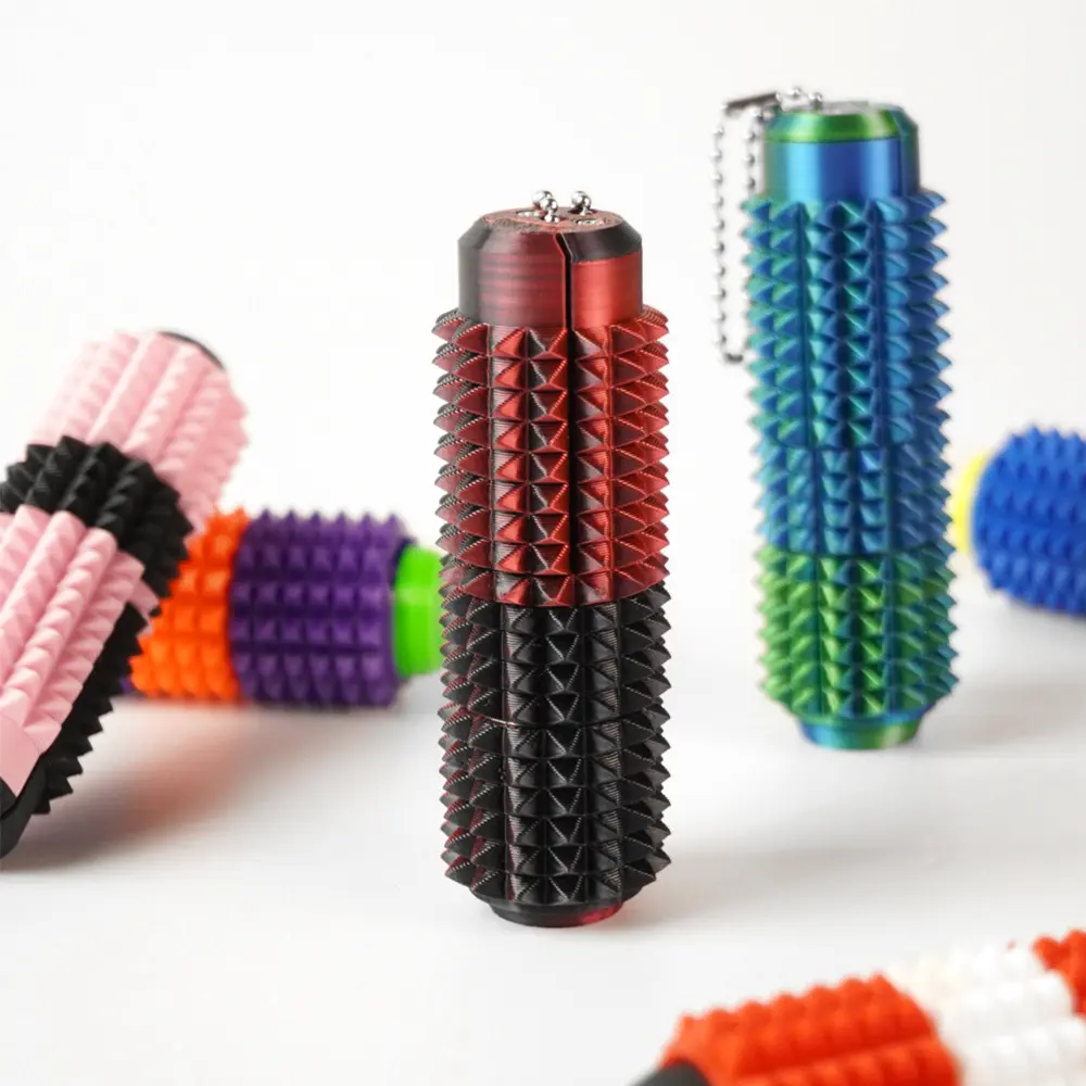 5-in-1 3D Printed Spiky Design Toys, Design for Stress Relief, Button Clicks, Spinners, Pocket Mini Toy for Adults Novelty Gifts