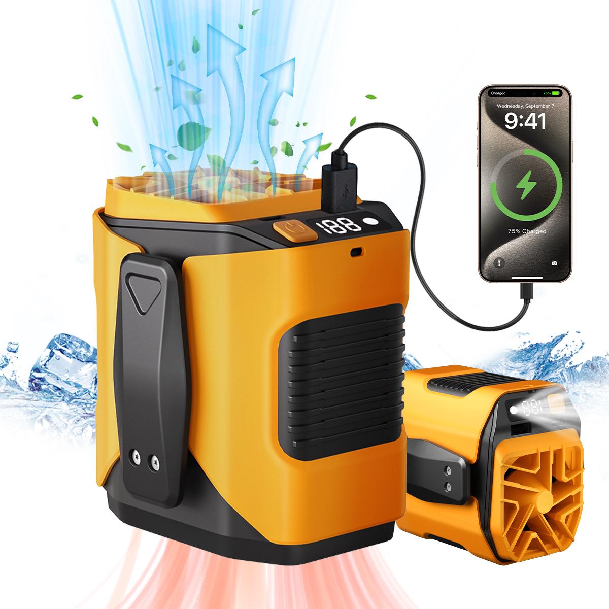 PADOX Personal Portable Waist Clip Fan,Rechargeable 5000mAh Battery Power bank,10Speeds Strong Airflow,LED Light,up to 8H of Working Time,Hands-Free Hanging Neck Fan,Wearable Belt Fan for Camping,Outdoor,Jobsite,Farms,Fishing #SummerWins #DealsForYouDays