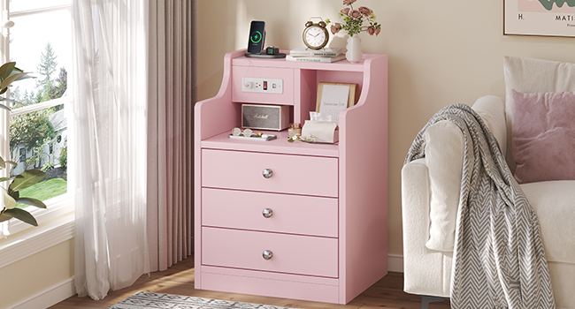 pink nightstand