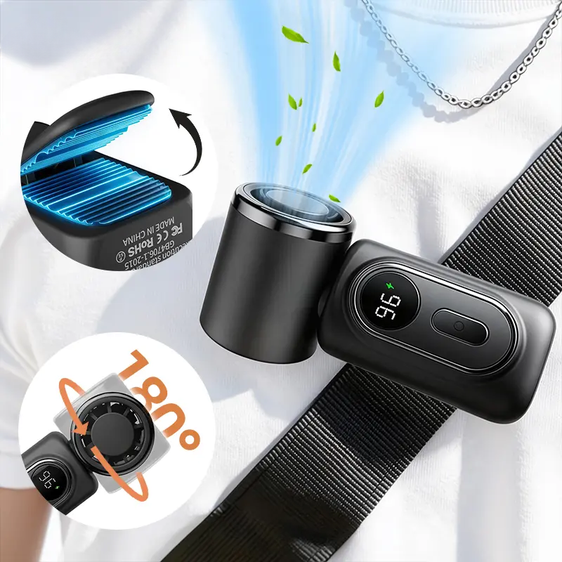 3-in-1 Mini Portable Handheld Clip Cooling Fan - 3000mAh Rechargeable Battery, 5 Speeds, 180° Adjustable Airflow, USB Powered, Ideal for Travel, Office, Travel Stuff, Portable Fans Essentials