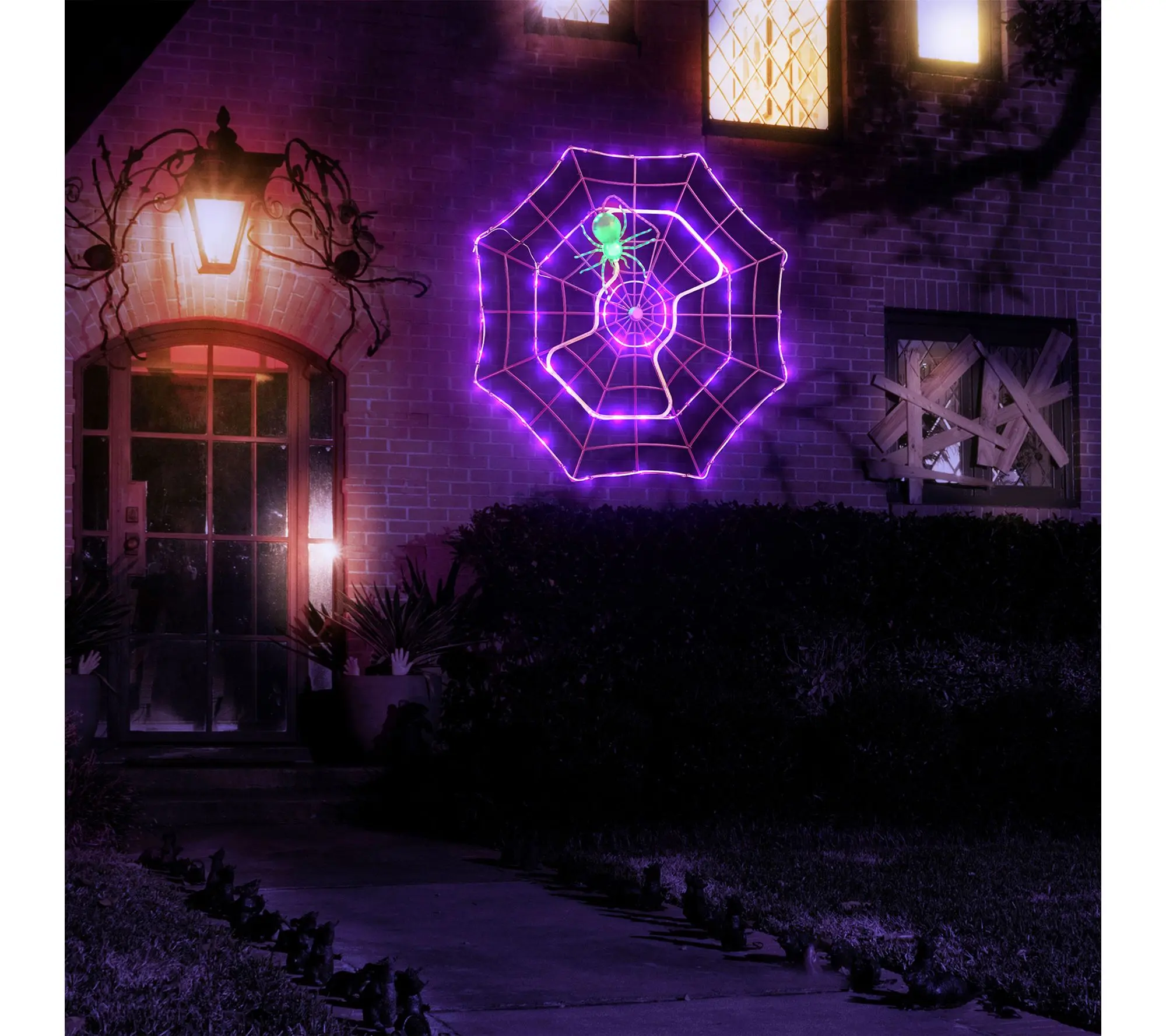 4ft Purple Outdoor Animated Spider Web with LED Lights