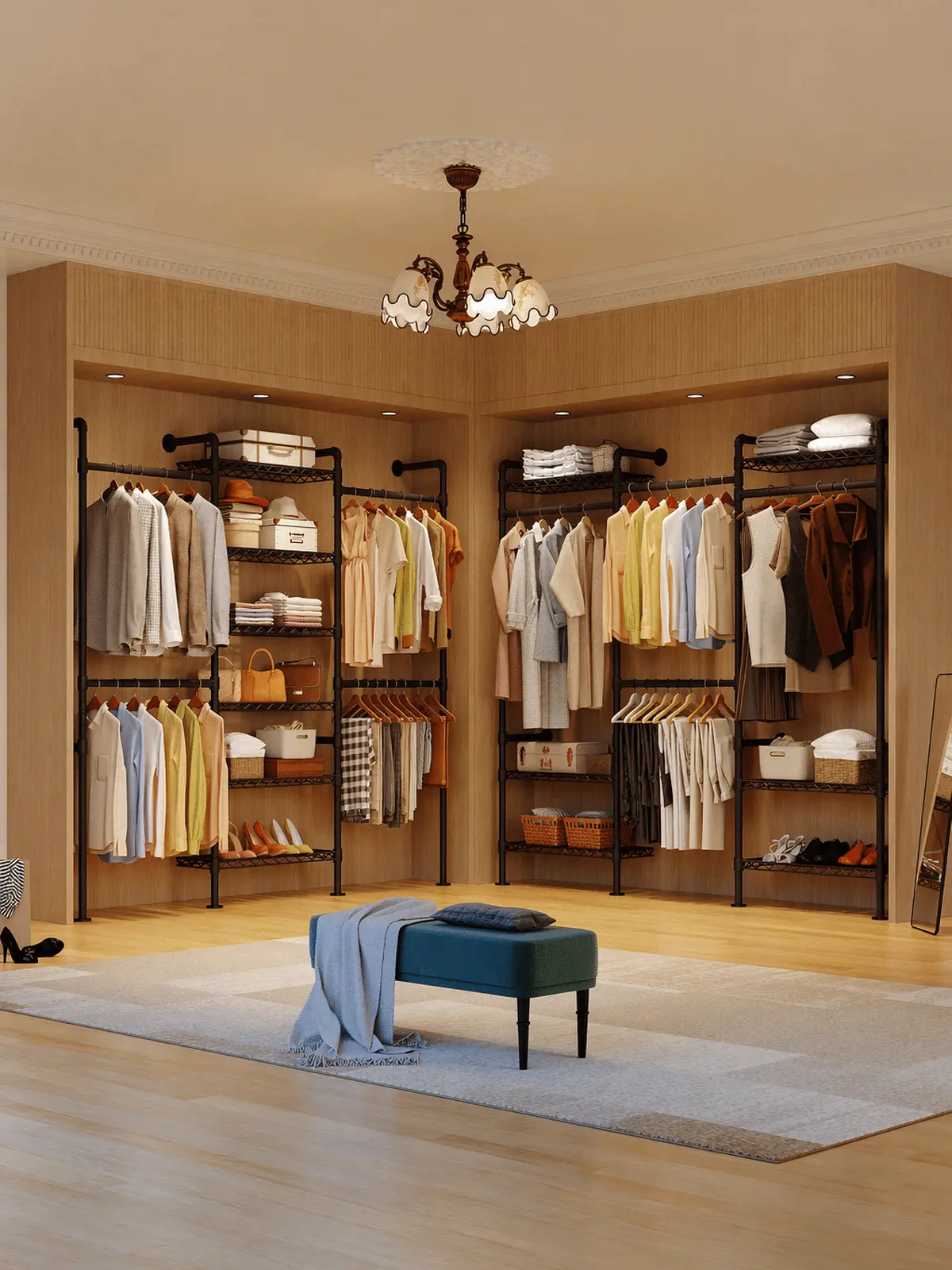 Wall Mounted Closet System, Industrial Pipe Rack