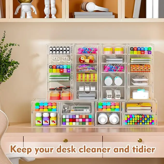 13 Drawer Clear Acrylic Organizer, Storage Organizer for Bathroom Vanity, Makeup, Kitchen Pantry, Countertop and Home Organization