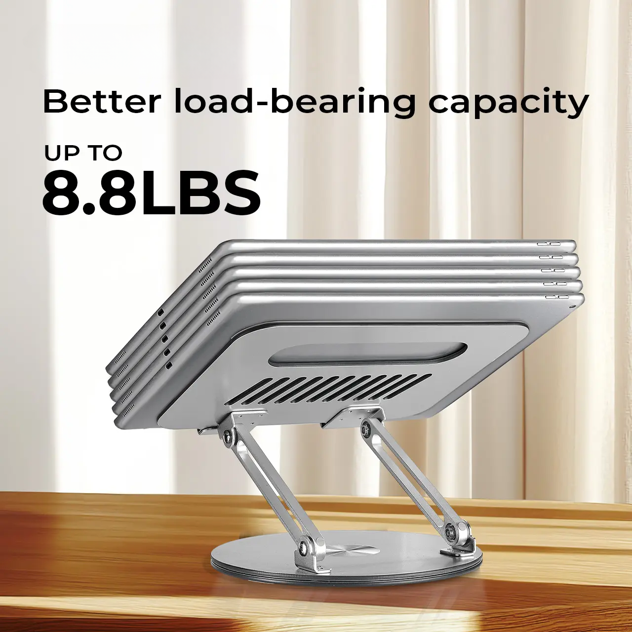 【360° Rotating Laptop Stand】Adjustable Foldable Aluminum Laptop Stand, 2-in-1 Multifunctional Laptop Stand Hub for Gaming laptop & Mobile stand,Gray