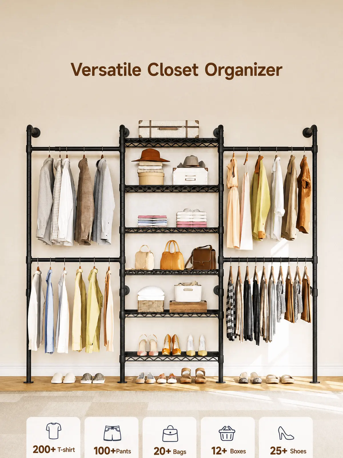 Wall Mounted Closet System, Industrial Pipe Rack