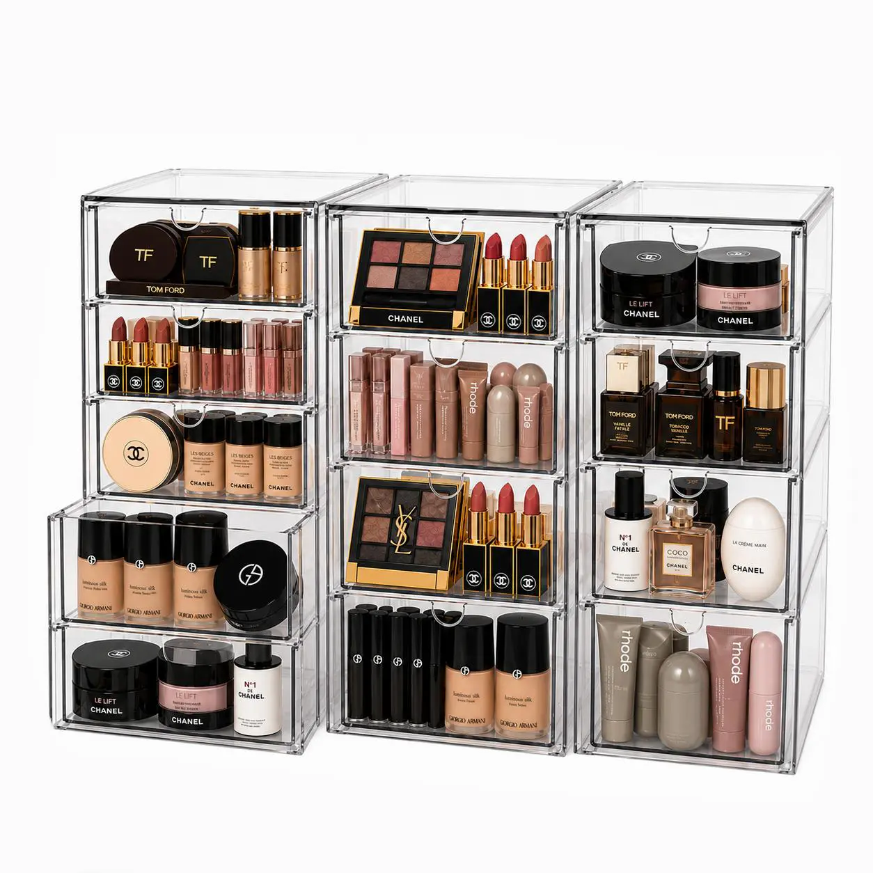 13 Drawer Clear Acrylic Organizer, Storage Organizer for Bathroom Vanity, Makeup, Kitchen Pantry, Countertop and Home Organization