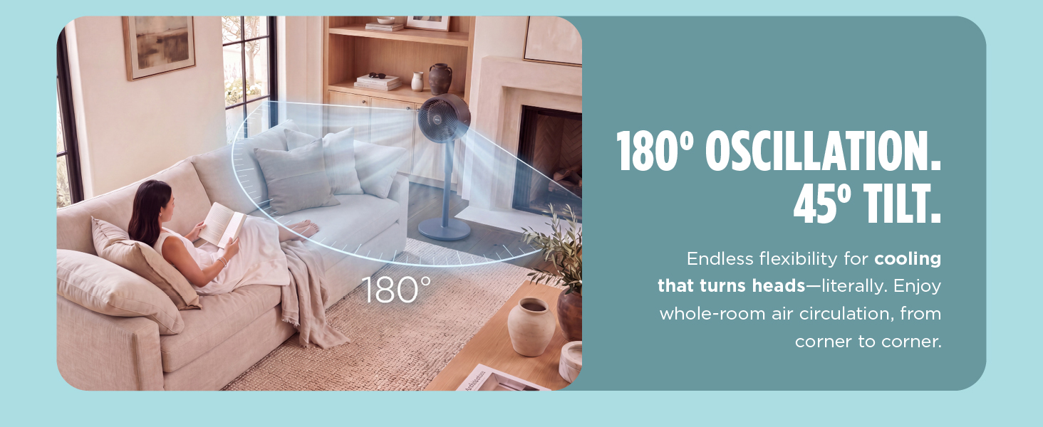 180 degree oscillation, 45 degree tilt