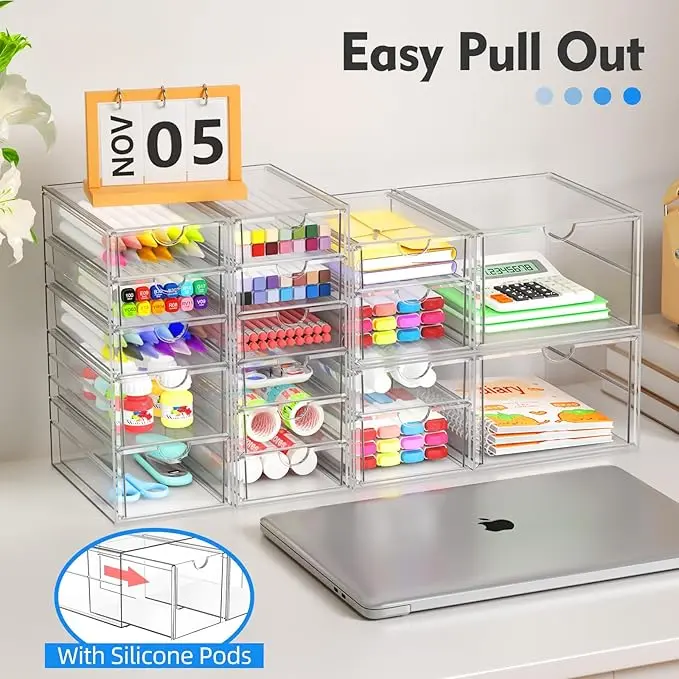 13 Drawer Clear Acrylic Organizer, Storage Organizer for Bathroom Vanity, Makeup, Kitchen Pantry, Countertop and Home Organization