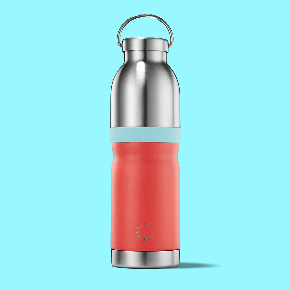 2‑in‑1 reusable insulated water bottle & coffee cup with hidden stored lid, modular build, keeps drinks hot or cold for travel and on‑the‑go use. 