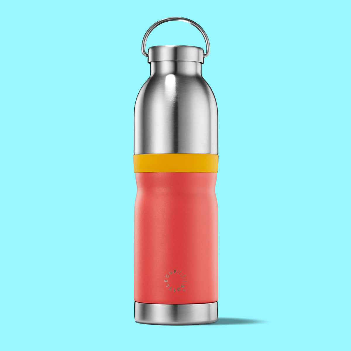 2‑in‑1 reusable insulated water bottle & coffee cup with hidden stored lid, modular build, keeps drinks hot or cold for travel and on‑the‑go use. 