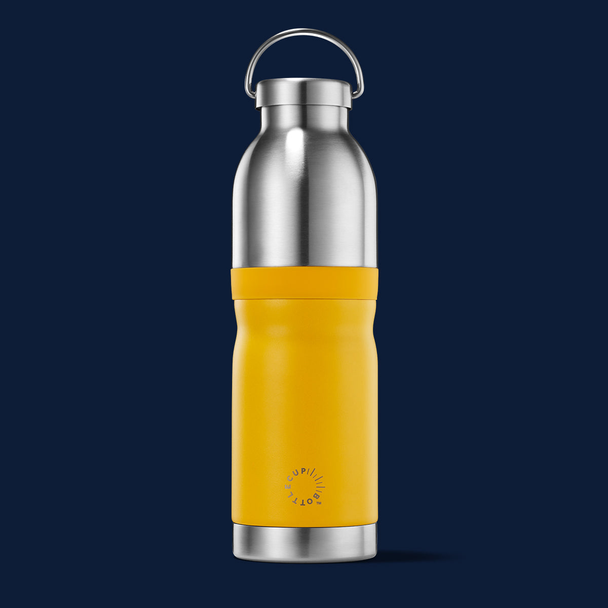 2‑in‑1 reusable insulated water bottle & coffee cup with hidden stored lid, modular build, keeps drinks hot or cold for travel and on‑the‑go use. 