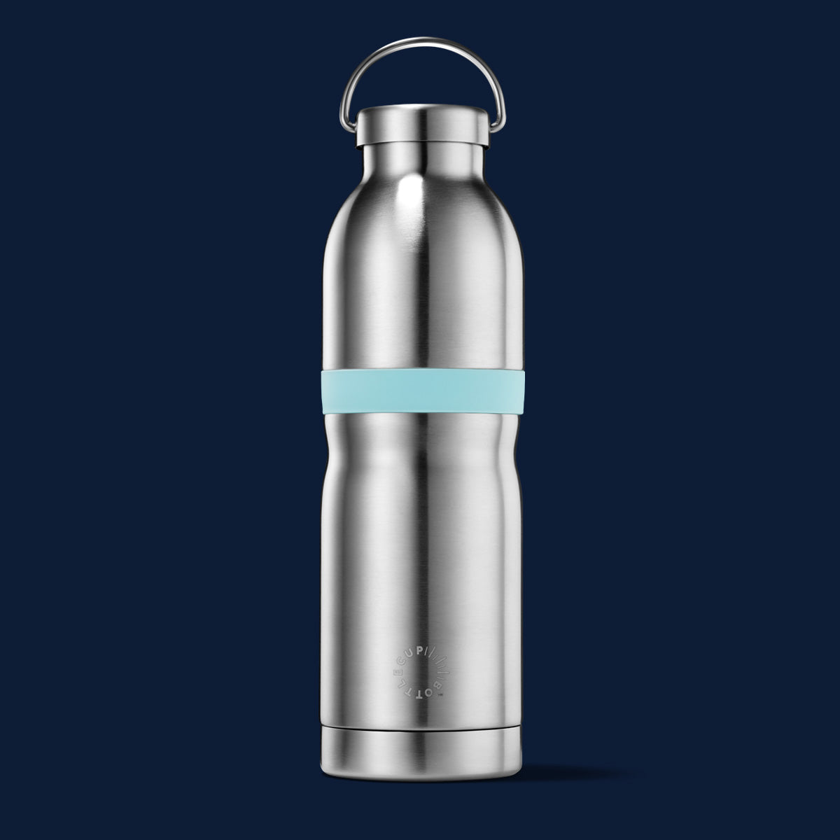 2‑in‑1 reusable insulated water bottle & coffee cup with hidden stored lid, modular build, keeps drinks hot or cold for travel and on‑the‑go use. 