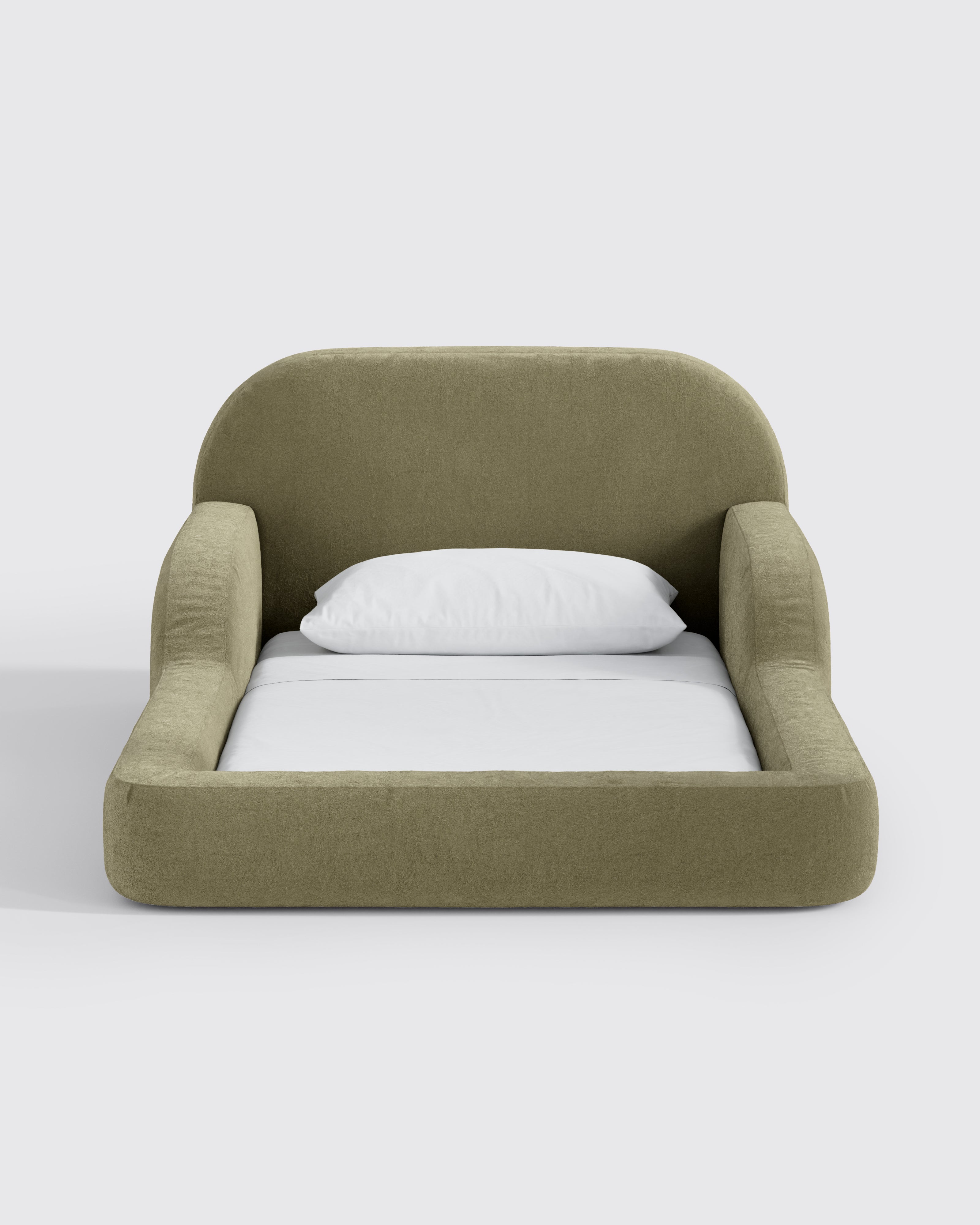 This low‑profile Montessori‑style kids foam bed has soft rounded bump‑safe edges and a removable washable cover for quick, tool‑free setup.
