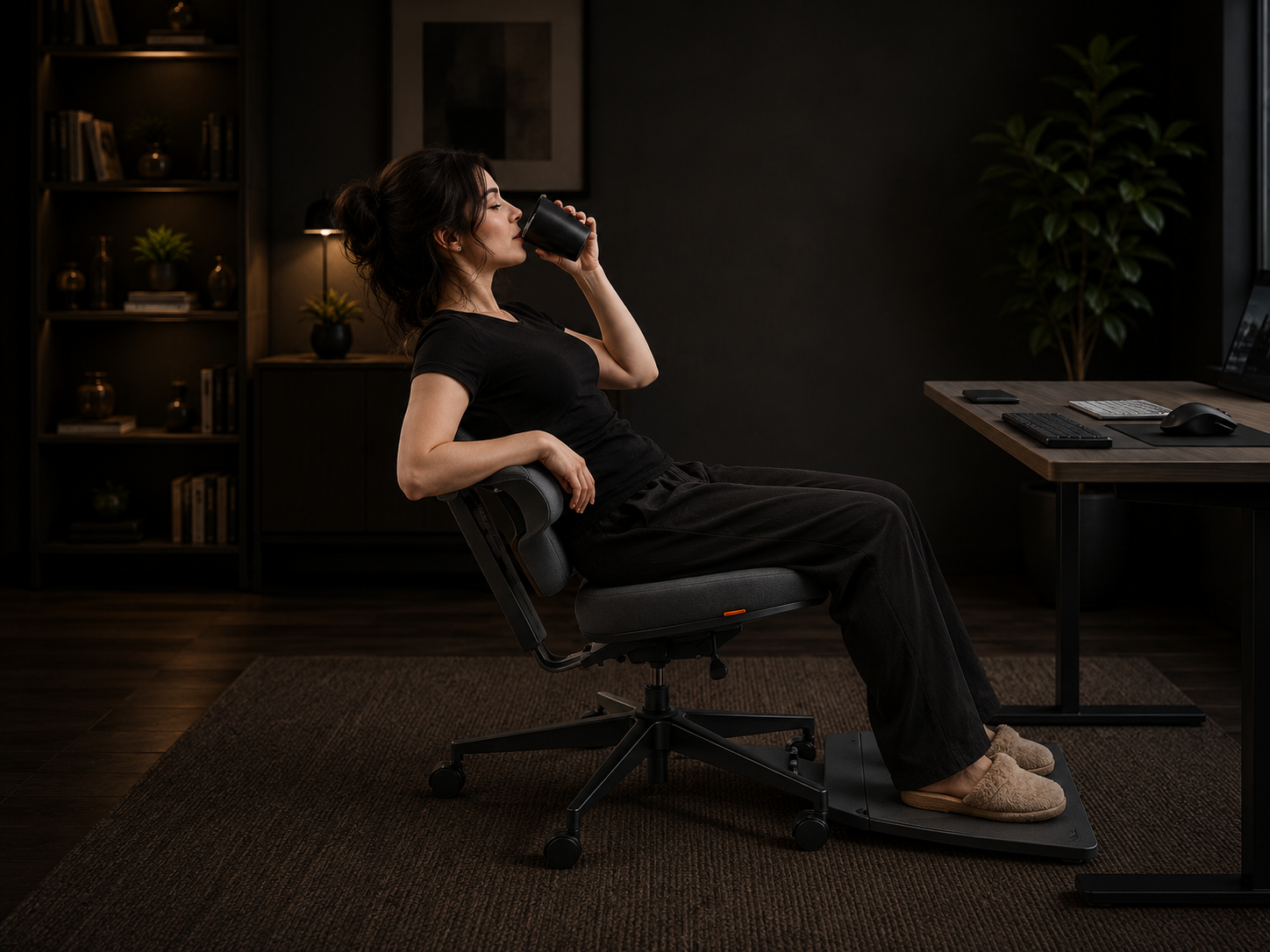 Offers 6 adjustable working positions for sitting, leaning, perching and standing, supporting natural posture shifts across your working day.