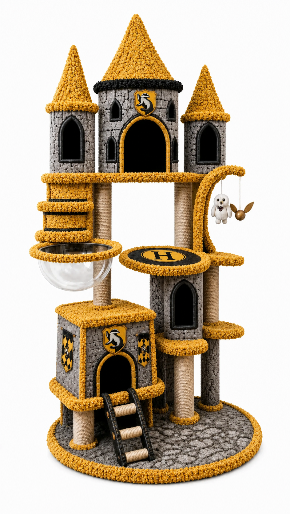 Fantasy castle‑themed cat tower, featuring climbing tiers, scratching surfaces and snug dens for indoor cats’ play and rest.