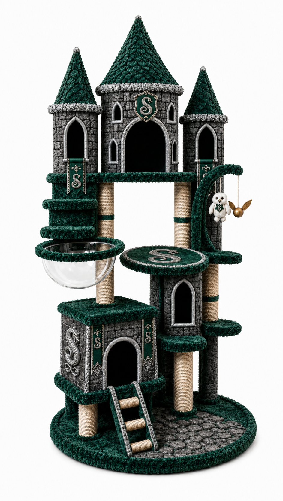 Fantasy castle‑themed cat tower, featuring climbing tiers, scratching surfaces and snug dens for indoor cats’ play and rest.