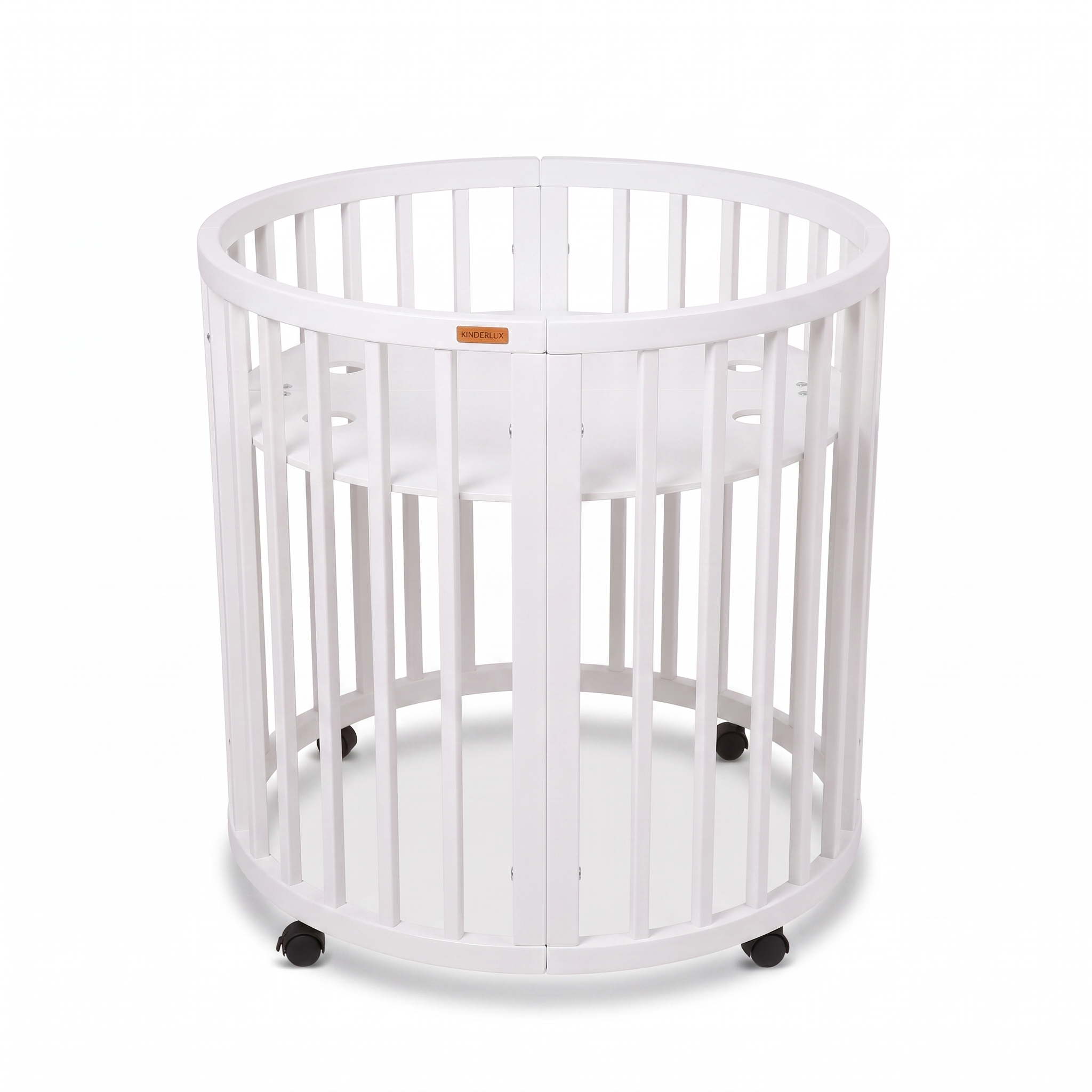 Baby cot with 5 convertible modes and 4 mattress height settings, water-based safe paint for newborn and toddler daily use.
