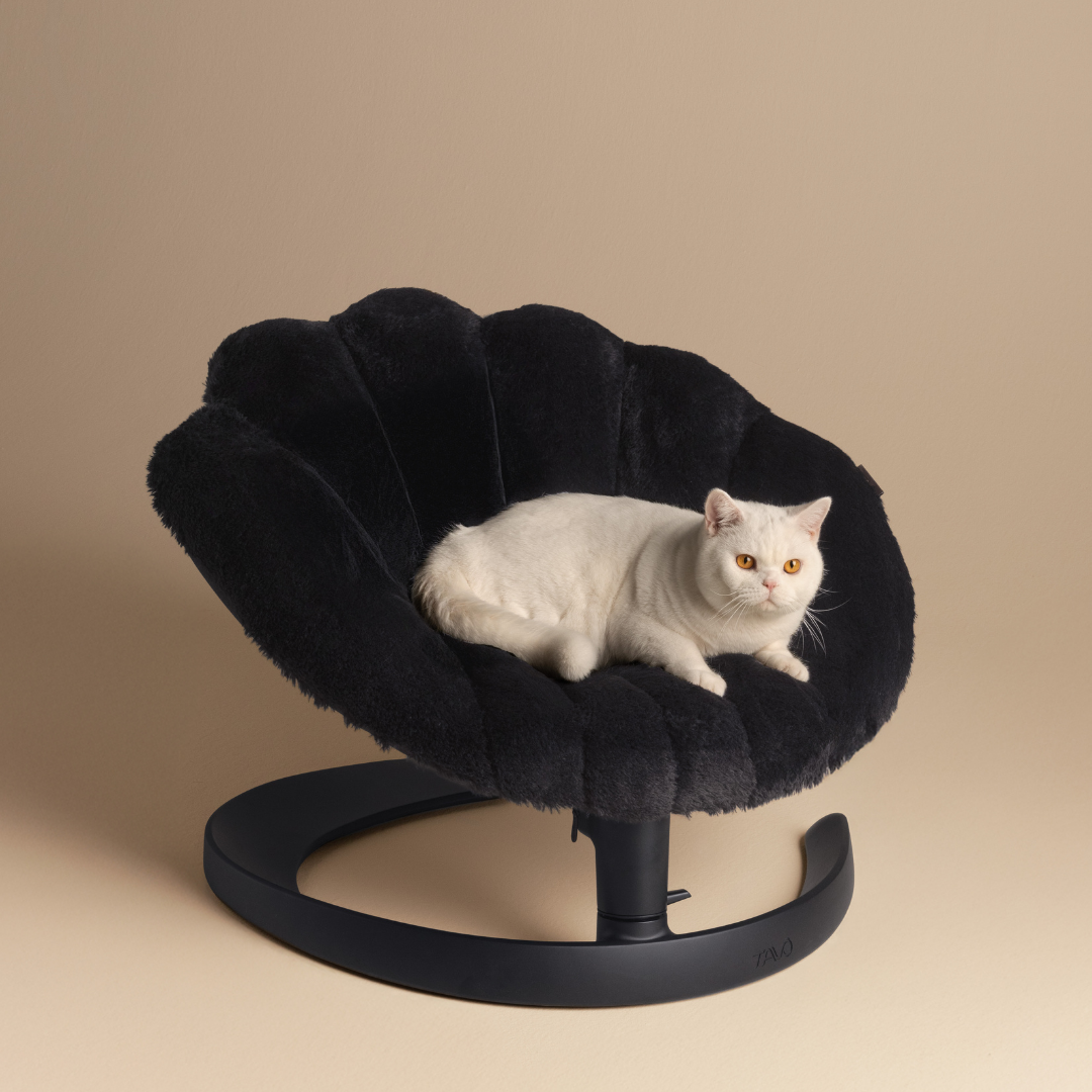 This shell‑shaped swinging pet bed delivers calming side‑to‑side movement, with machine‑washable fleece padding and stable aluminium framing for safe, cosy rest.