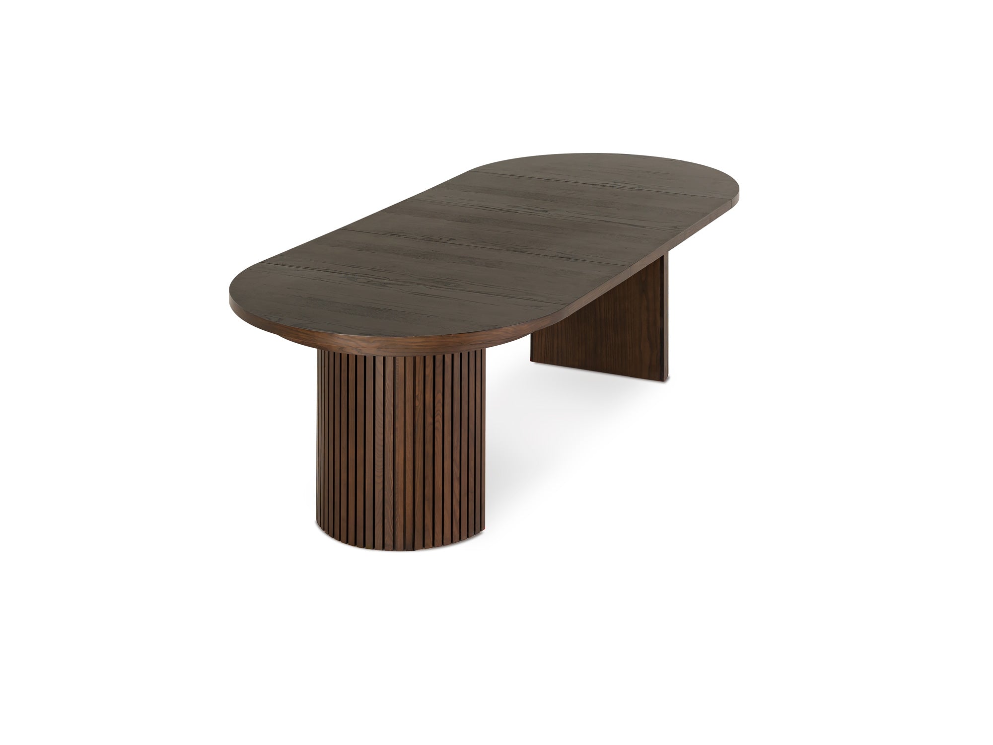 Versatile expandable dining table seats 4‑10, robust hardwood‑steel build, hidden pedestal storage and elegant fluted detailing for flexible everyday dining.