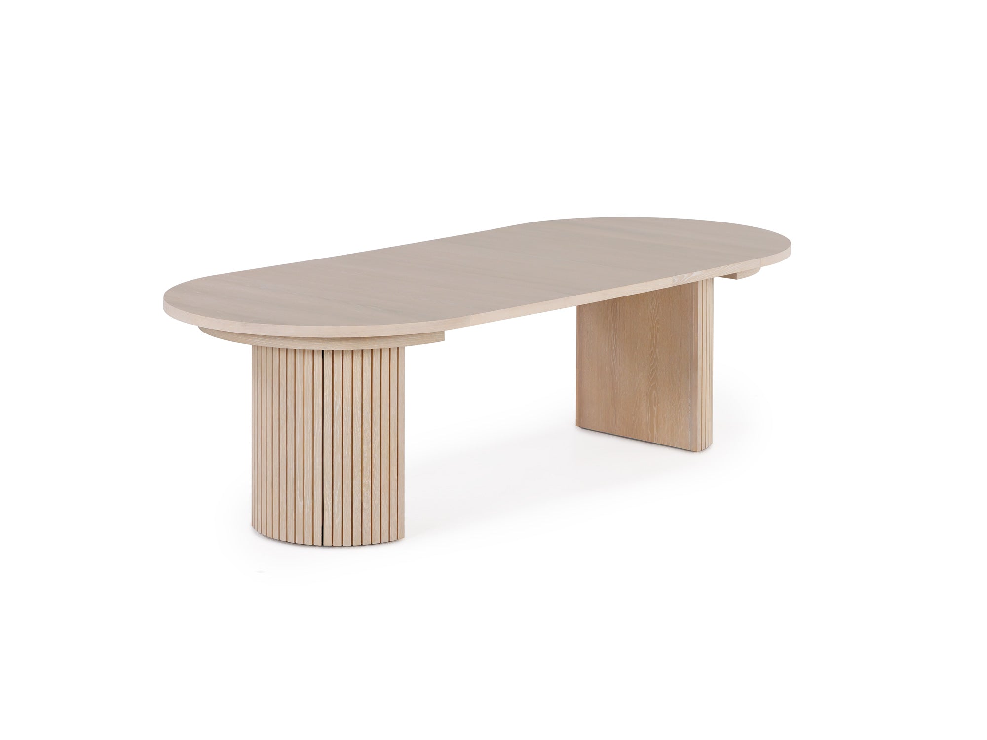 Versatile expandable dining table seats 4‑10, robust hardwood‑steel build, hidden pedestal storage and elegant fluted detailing for flexible everyday dining.