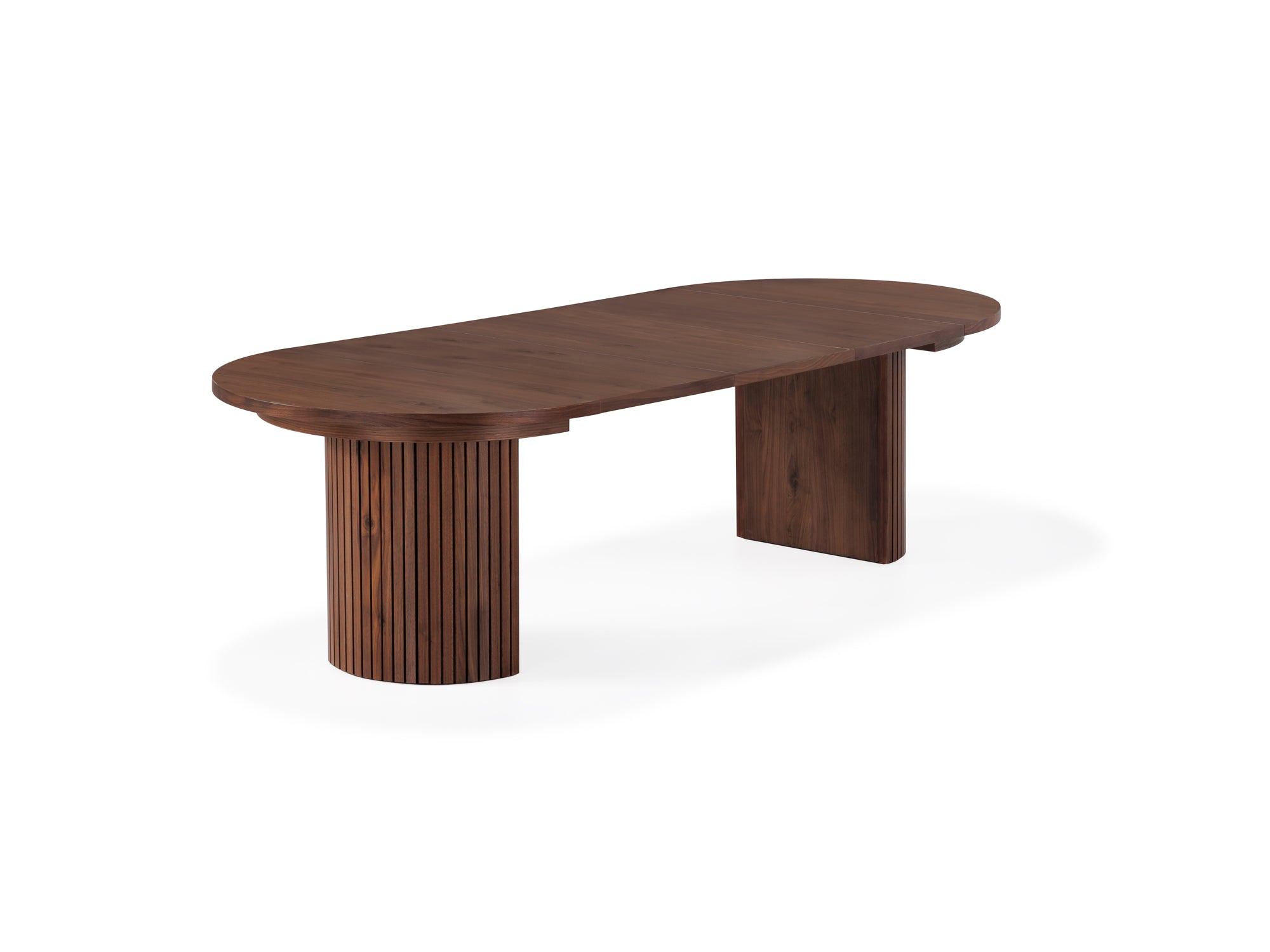 Versatile expandable dining table seats 4‑10, robust hardwood‑steel build, hidden pedestal storage and elegant fluted detailing for flexible everyday dining.