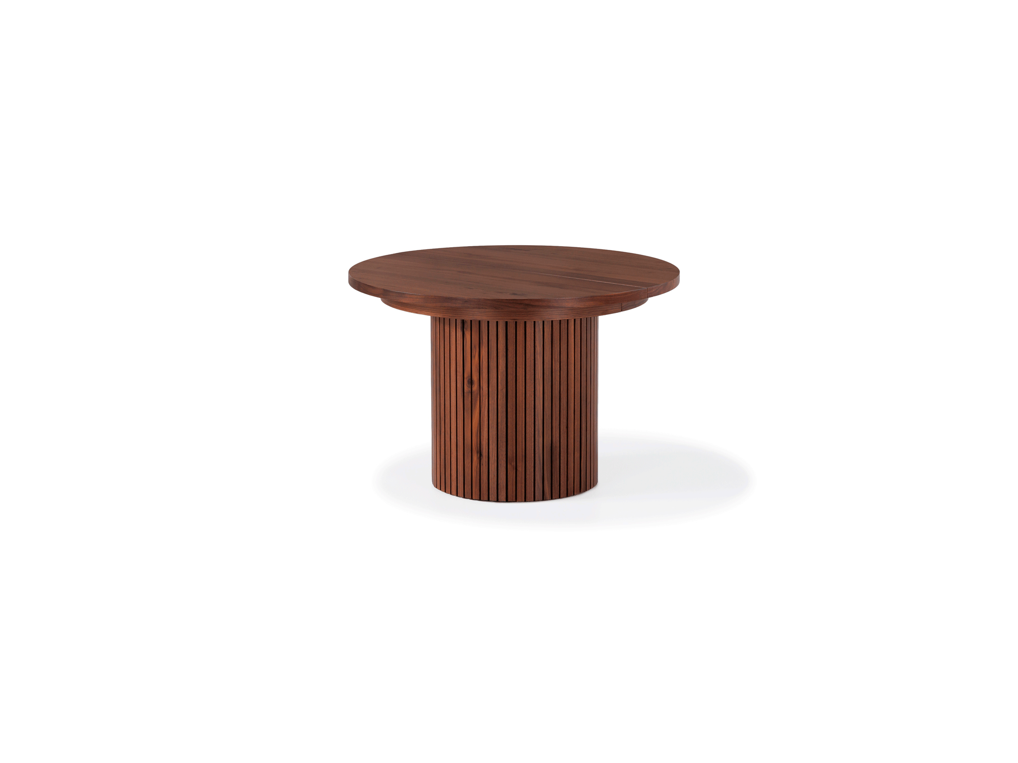Versatile expandable dining table seats 4‑10, robust hardwood‑steel build, hidden pedestal storage and elegant fluted detailing for flexible everyday dining.