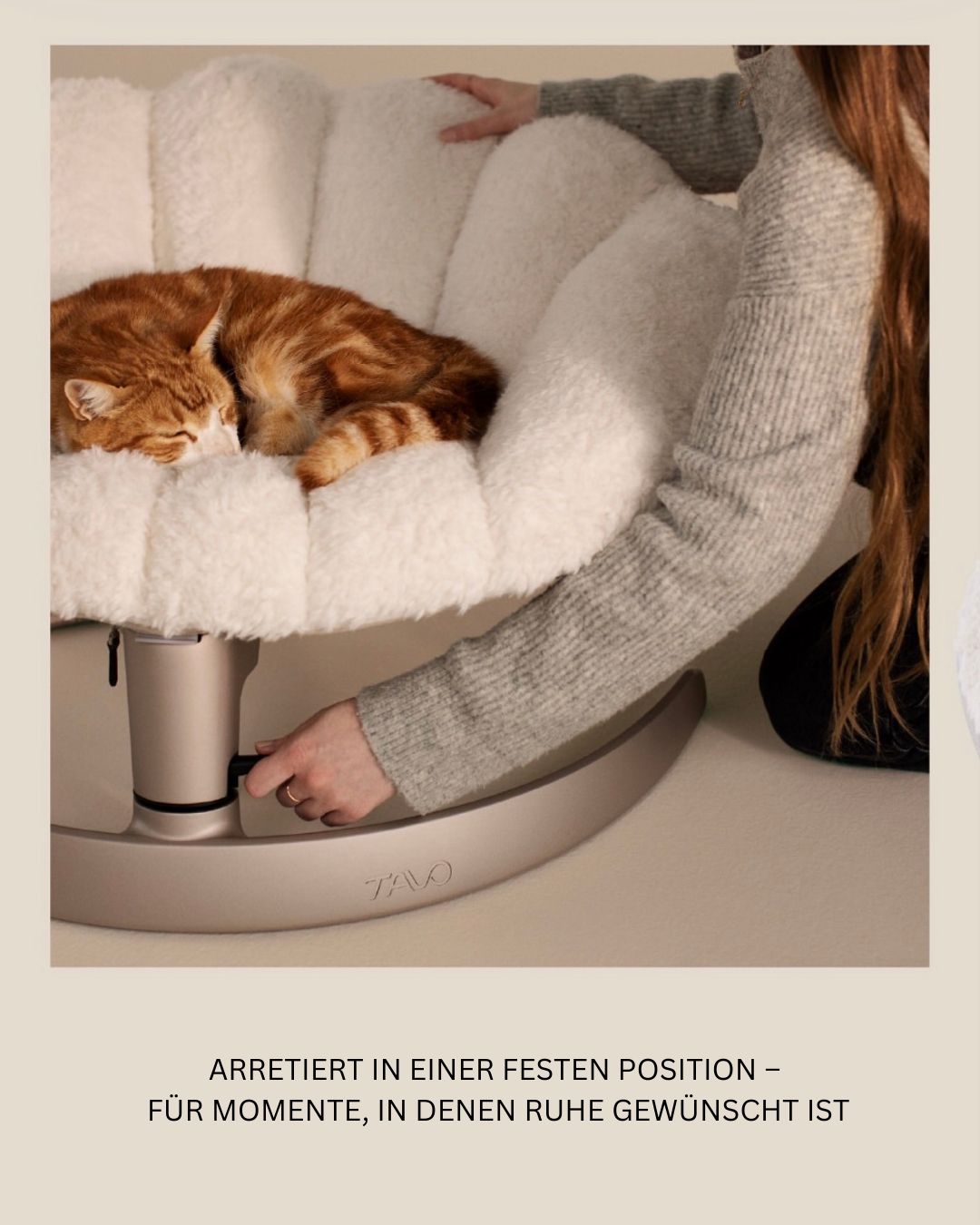 This shell‑shaped swinging pet bed delivers calming side‑to‑side movement, with machine‑washable fleece padding and stable aluminium framing for safe, cosy rest.