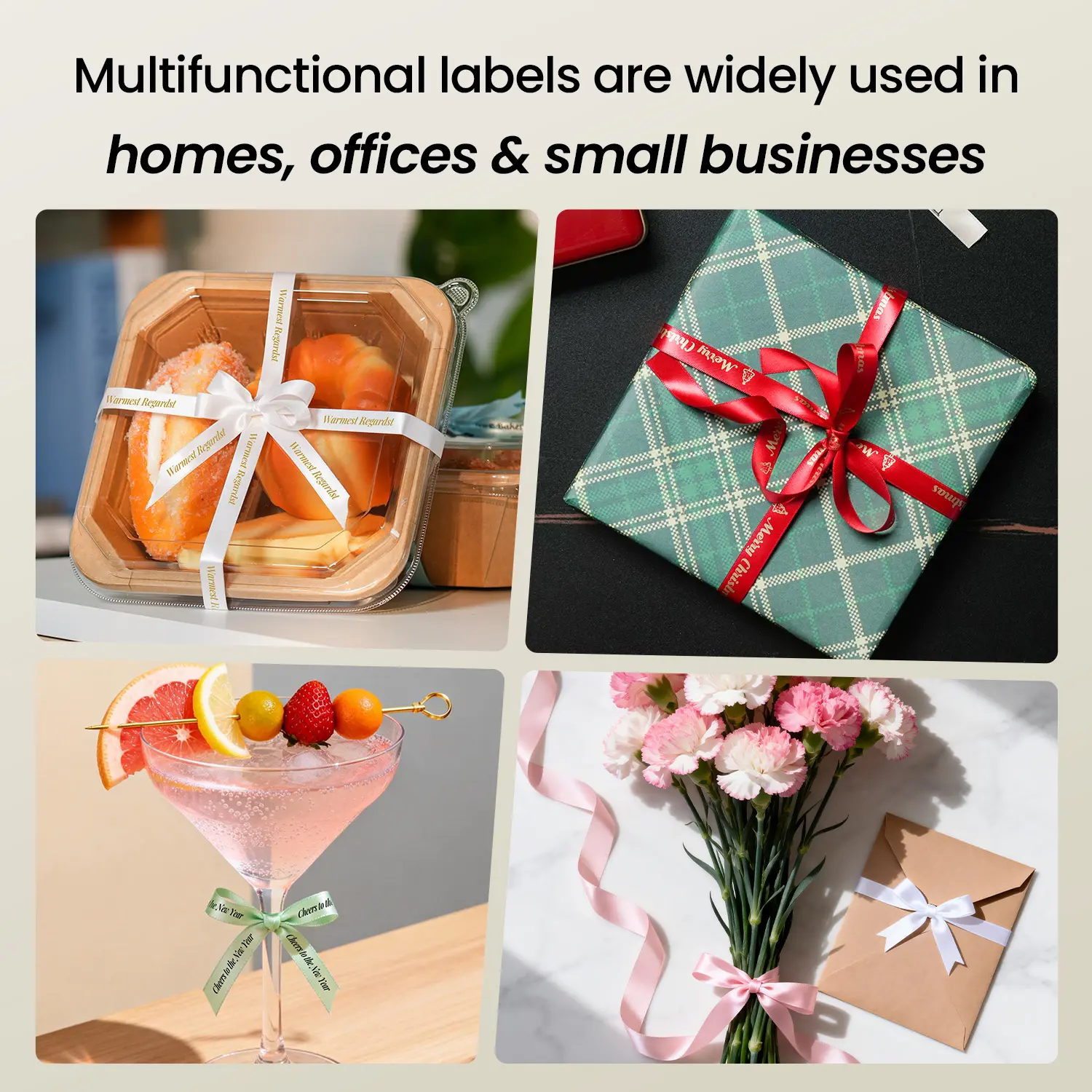 Bluetooth Inkless Thermal Ribbon Printer, Mini Label Maker Machine with Waterproof Labels, for Wedding Bouquets, Party Favors, Fabric Tags, DIY Crafts & Back‑to‑School Supplies, Compatible with Phone & PC