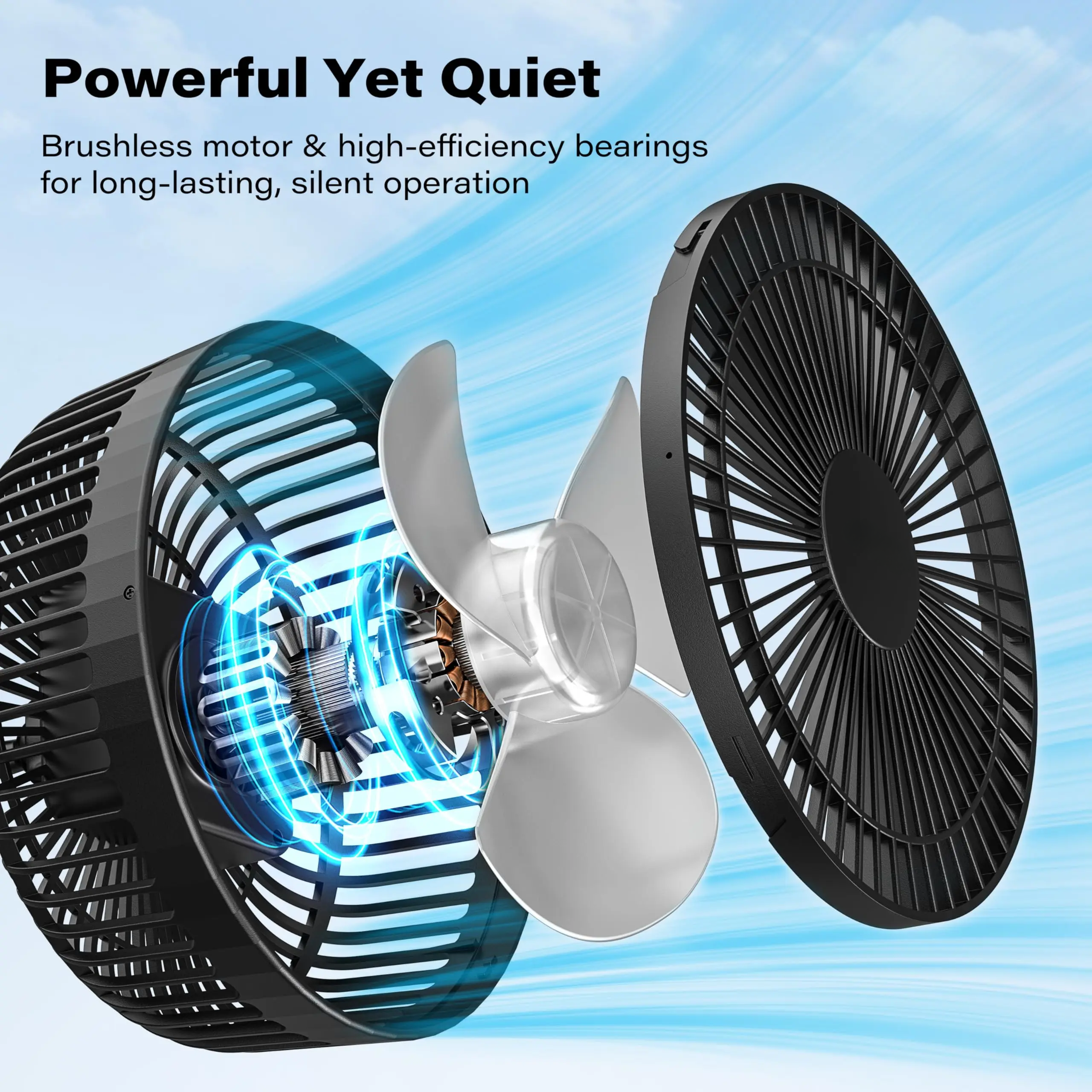 Magnetic Golf Cart Fan for EZGO Club Car Yamaha, 7.5" Rechargeable Portable Fan, 4 Speeds, Up to 28H Runtime, Strong Magnetic Mount, Battery Operated Cooling Fan for Hot Golf Rounds,dorm essentials,home essentials
