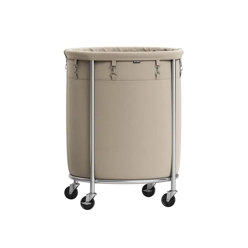 Spacious 45‑gallon rolling laundry hamper with waterproof 600D polyester body and sturdy steel frame, lockable wheels and 66lb load capacity for easy home clothes storage and movement.