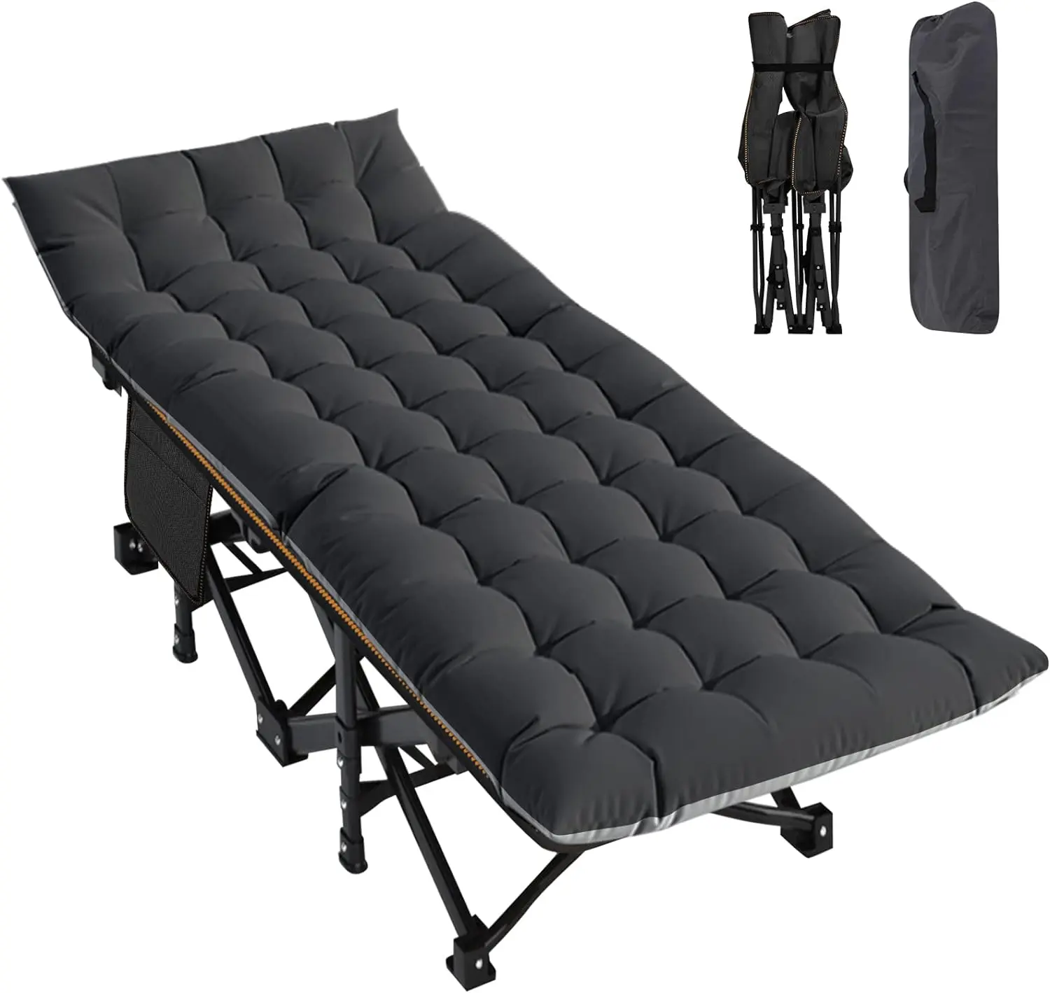 Folding Camping Cot with Mattress, Bed frame & Carry Bag - Heavy Duty Portable Bed for Outdoor & Indoor Use, Guest Bed, Travel, Picnic, Office nap, Hiking, Fishing, dorm essentials, campingessentials, campinggear