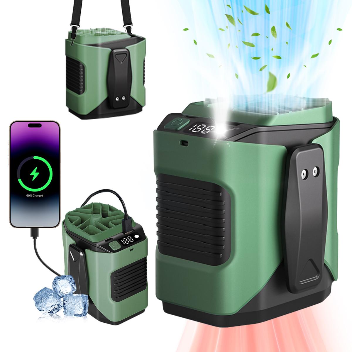 PADOX Personal Portable Waist Clip Fan,Rechargeable 5000mAh Battery Power bank,10Speeds Strong Airflow,LED Light,up to 8H of Working Time,Hands-Free Hanging Neck Fan,Wearable Belt Fan for Camping,Outdoor,Jobsite,Farms,Fishing #SummerWins #DealsForYouDays