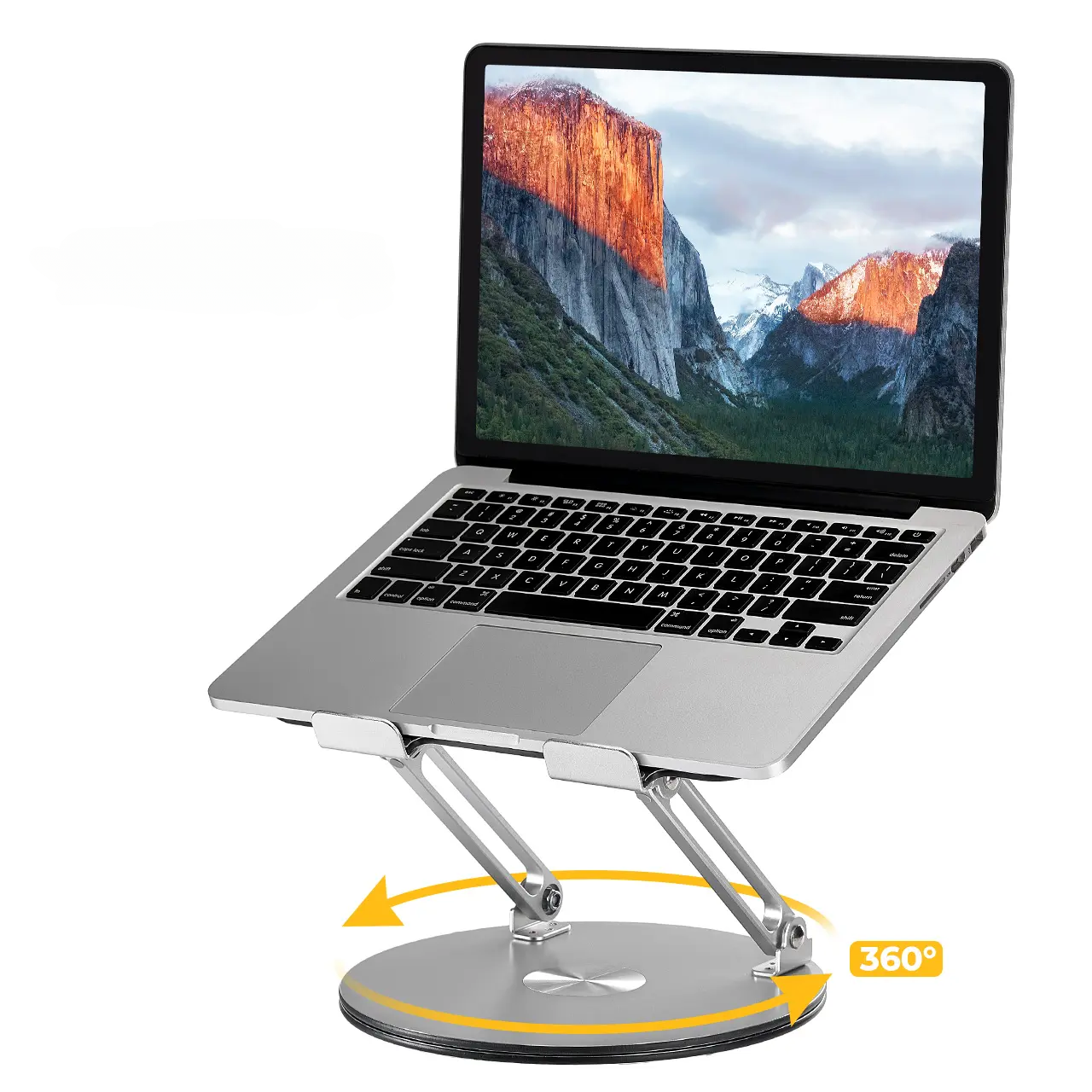 【360° Rotating Laptop Stand】Adjustable Foldable Aluminum Laptop Stand, 2-in-1 Multifunctional Laptop Stand Hub for Gaming laptop & Mobile stand,Gray