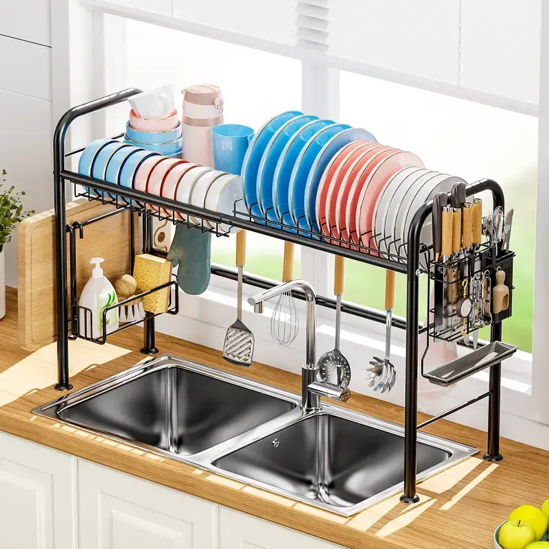 Over Sink Dish Drying Rack Kitchen Organizer 2-Tier Space Saver