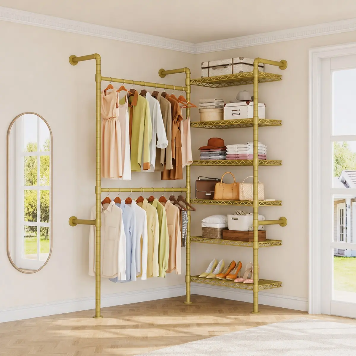 Wall Mounted Closet System, Industrial Pipe Rack