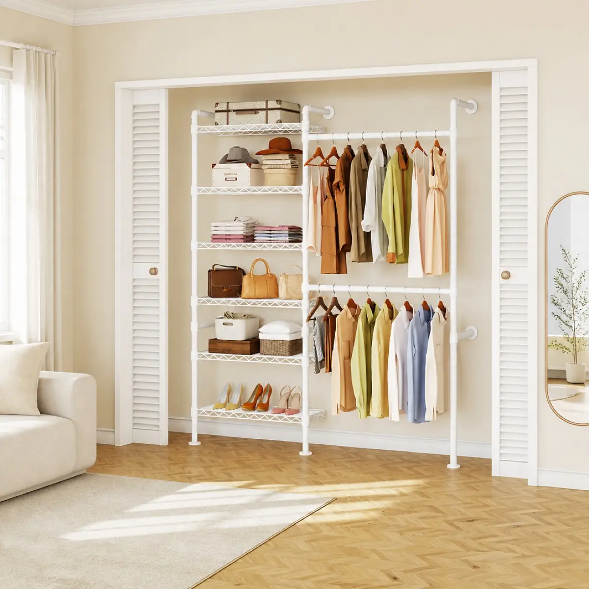 Wall Mounted Closet System, Industrial Pipe Rack