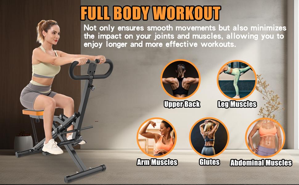 SAYGOGO Squat Workout Machine for Home Fitness, Rodeo Core Exercise Machine, 260lbs Foldable Adjustable 4 Resistance Bands,Ride & Rowing Machine for Botty Glutes Butt Thighs,Ab Back/Leg Press Hip Thrust