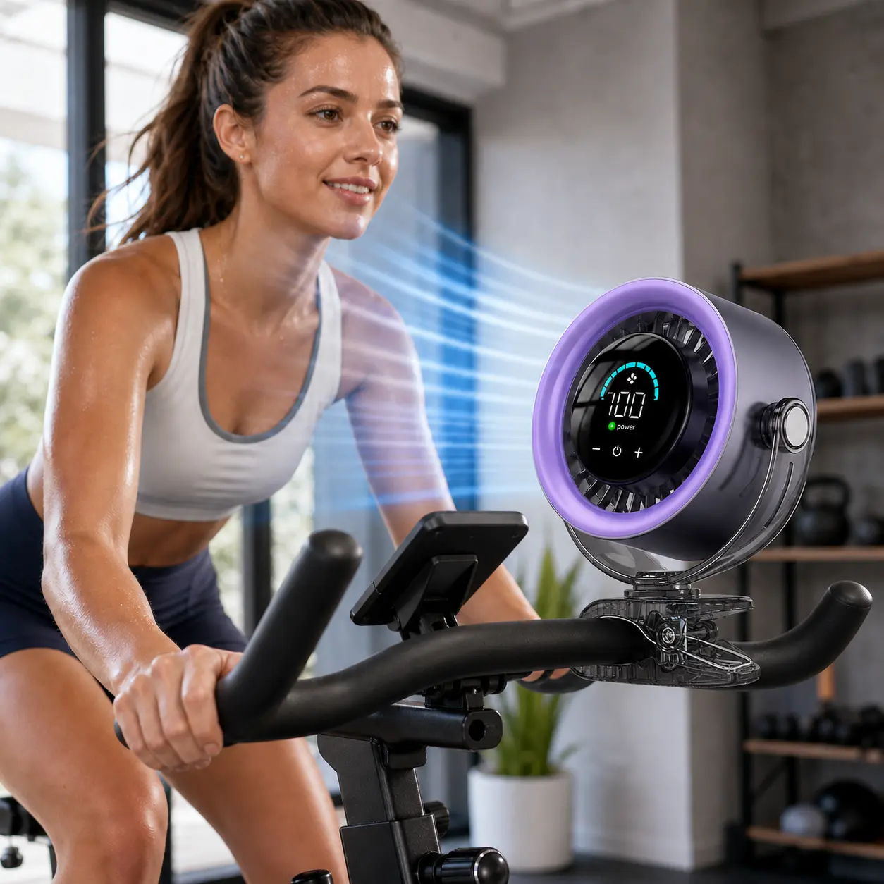 Cordless Rechargeable Wireless Compact Clip-on Workout Fan - 4000mAh Built-in Li-ion, Quiet Turbo Mode High-Speed, LED Display, Touch Control, 360° Rotation for Treadmills, Home Gyms, Outdoor Sports,back to school,back to school haul