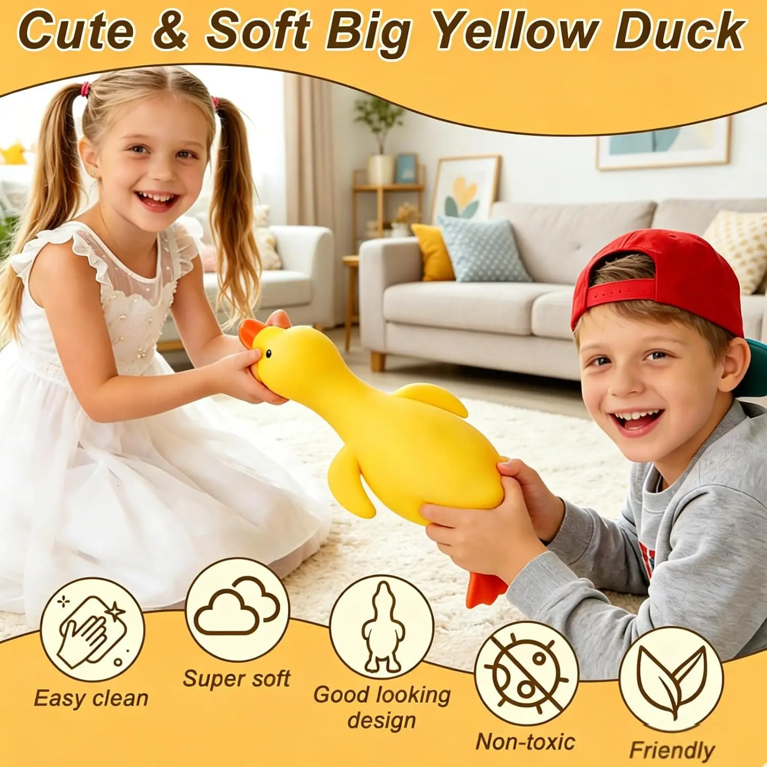 Duck Squishy, Jumbo Squishy Duck Giant Big Realistic Moldable Soft Squishys Slow Rising Stress Ball for Anxiety Stress Party Favor for Adults