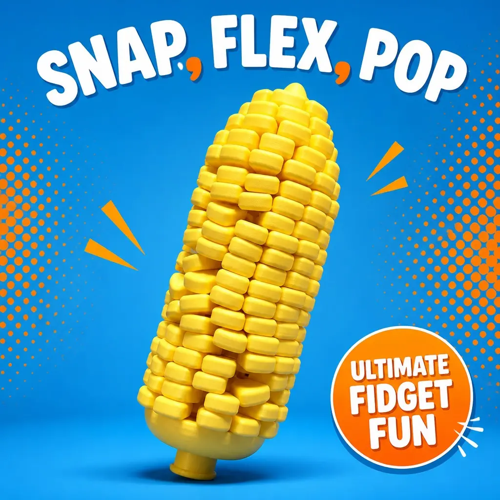 3D‑Printed Movable Joint Corn Cob Fidget Toy, Simulation Stress Relief Desk Gadget, Office Relaxation Fidget Tool, Novelty Gift for Adults