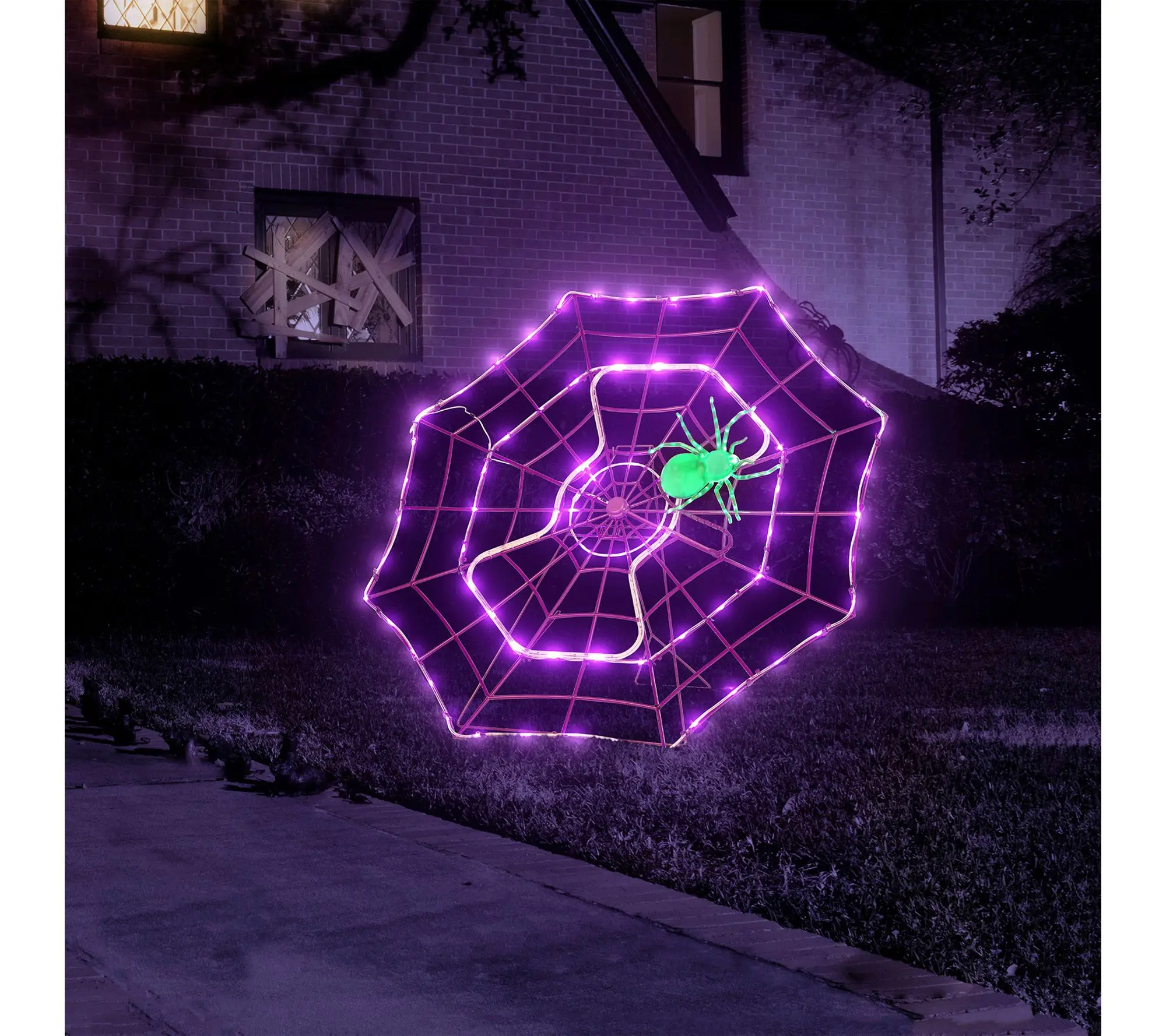 4ft Purple Outdoor Animated Spider Web with LED Lights