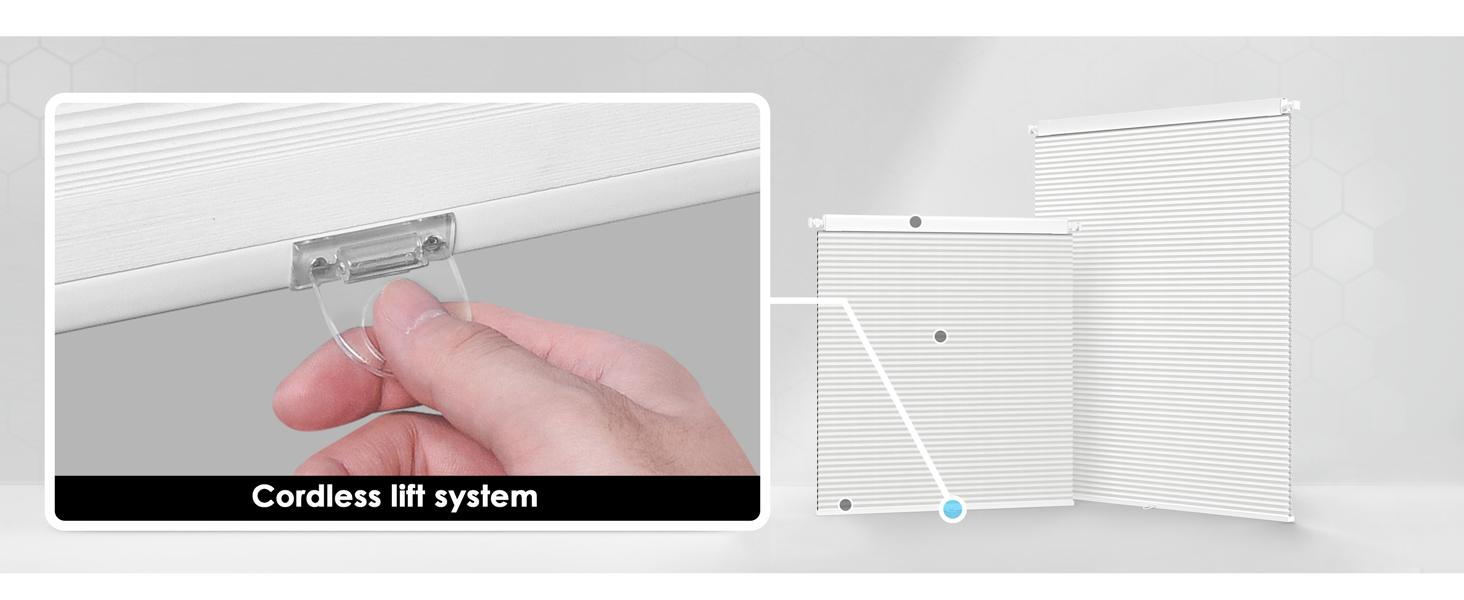 No Drill Cordless Cellular Shades - Easy Install Honeycomb Blinds for Windows, 20'' W x 48'' H, White Home & Kitchen