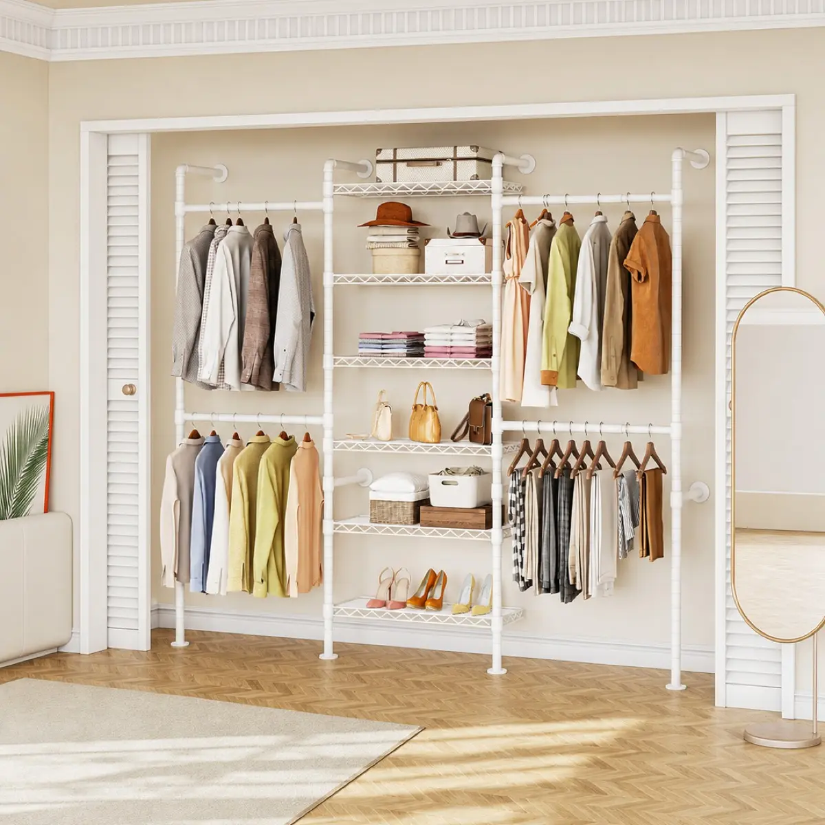 Wall Mounted Closet System, Industrial Pipe Rack