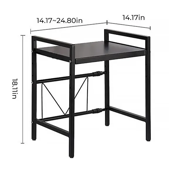 Adjustable Double-Layer Carbon Steel Microwave Rack for Kitchen Countertop Home Storage