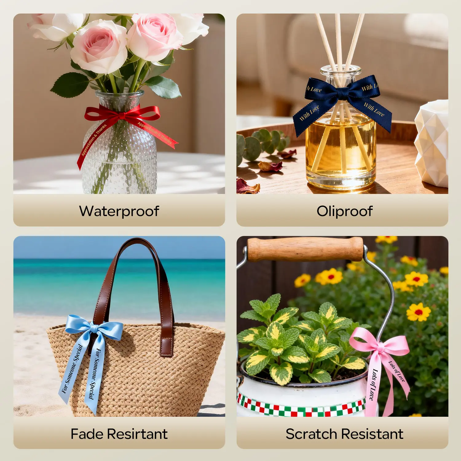 Bluetooth Inkless Thermal Ribbon Printer, Mini Label Maker Machine with Waterproof Labels, for Wedding Bouquets, Party Favors, Fabric Tags, DIY Crafts & Back‑to‑School Supplies, Compatible with Phone & PC