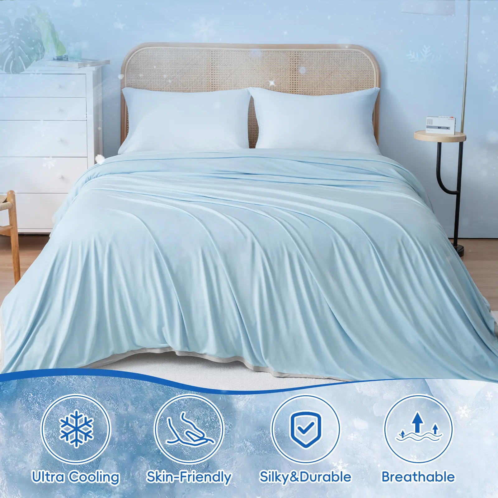 【Summer Sale】Double Cooling Blanket for Hot Sleepers, Arc-Chill Q-Max>0.5 with Double Cooling, Lightweight Summer Blanket Absorbs Heat to Keep Cool All Night for Night Sweats