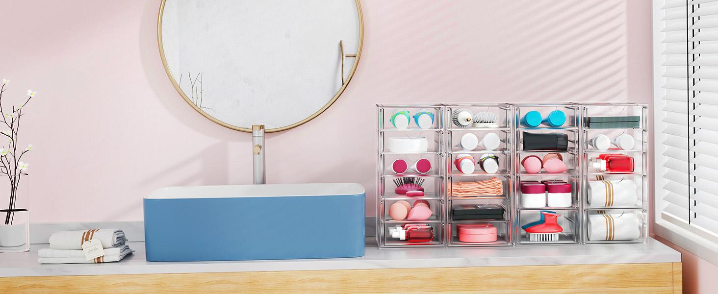 13 Drawer Clear Acrylic Organizer, Storage Organizer for Bathroom Vanity, Makeup, Kitchen Pantry, Countertop and Home Organization