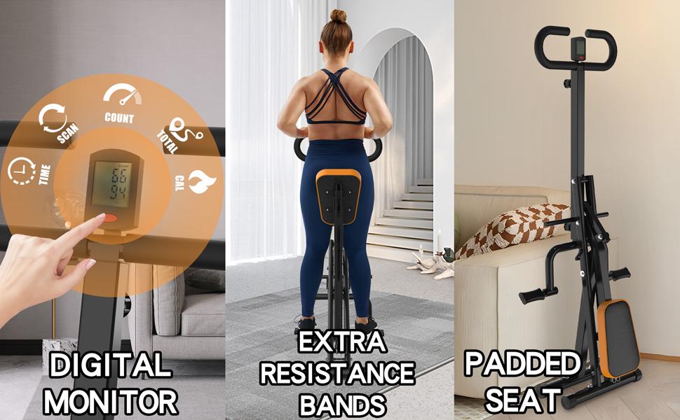 SAYGOGO Squat Workout Machine for Home Fitness, Rodeo Core Exercise Machine, 260lbs Foldable Adjustable 4 Resistance Bands,Ride & Rowing Machine for Botty Glutes Butt Thighs,Ab Back/Leg Press Hip Thrust