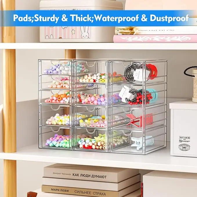 13 Drawer Clear Acrylic Organizer, Storage Organizer for Bathroom Vanity, Makeup, Kitchen Pantry, Countertop and Home Organization