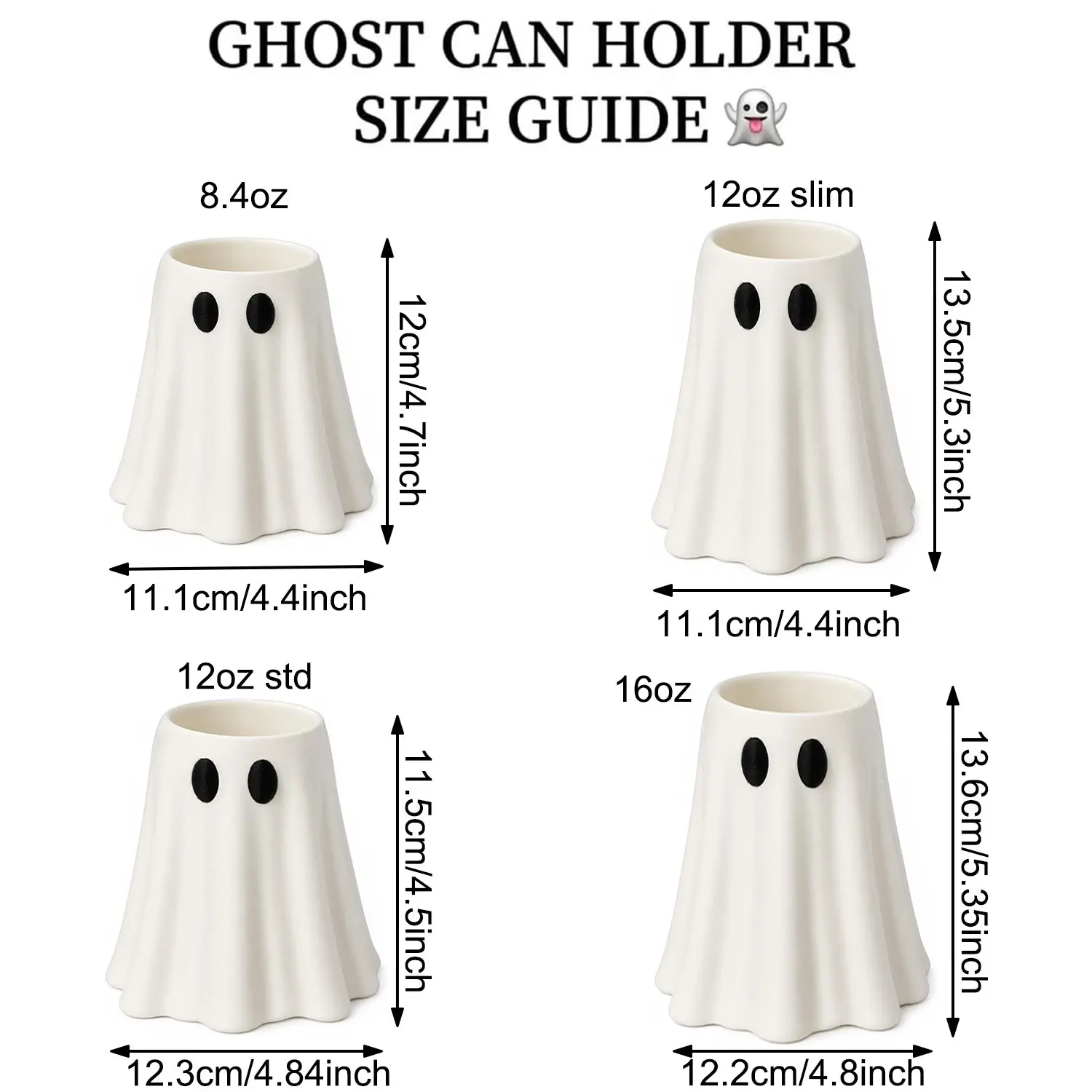 Spooky Can Accessories - Witch Hat Can Topper & Ghost Can Sleeve